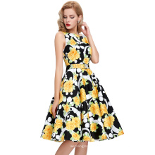 Belle Poque Stock sem mangas 23 padrões de algodão Floral Print Retro Style Vintage 50s Dress BP000002-11